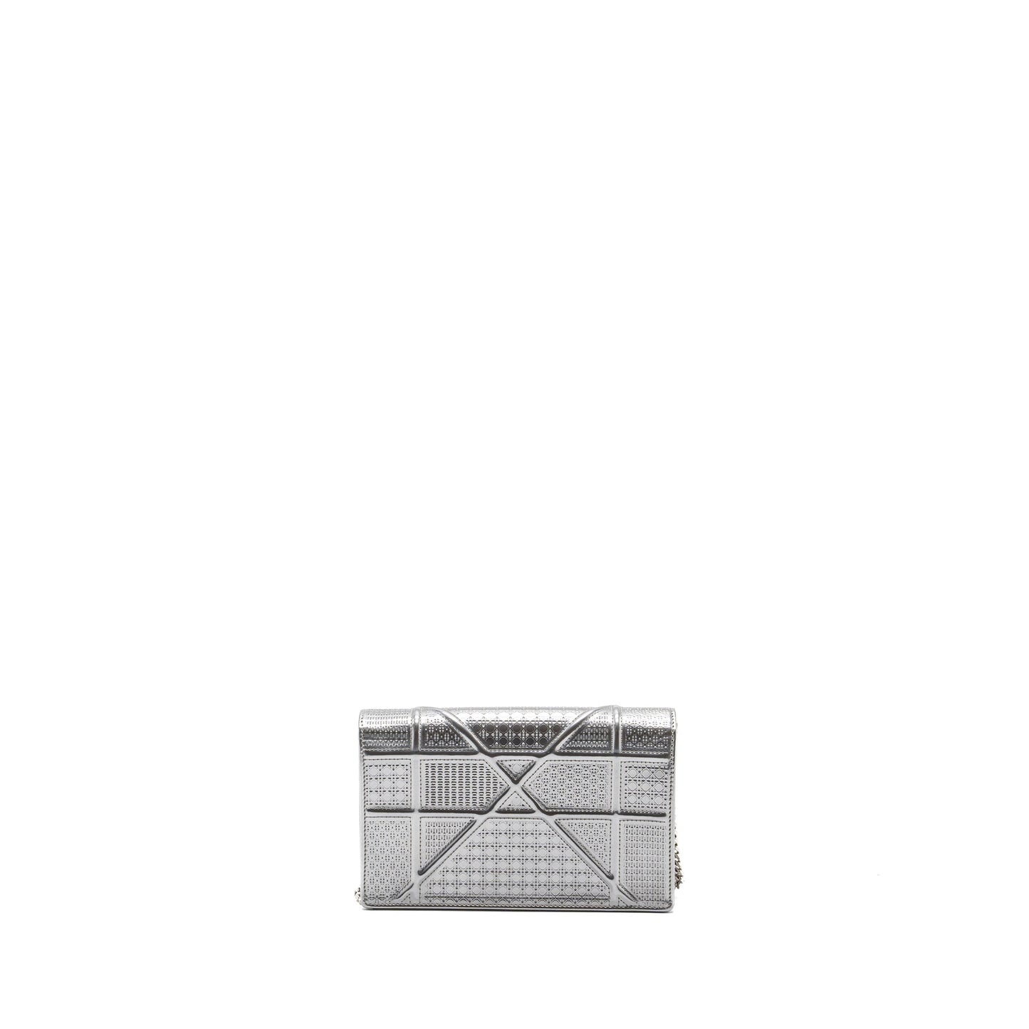 Dior Diorama Wallet On Chain Patent Metallic Silver