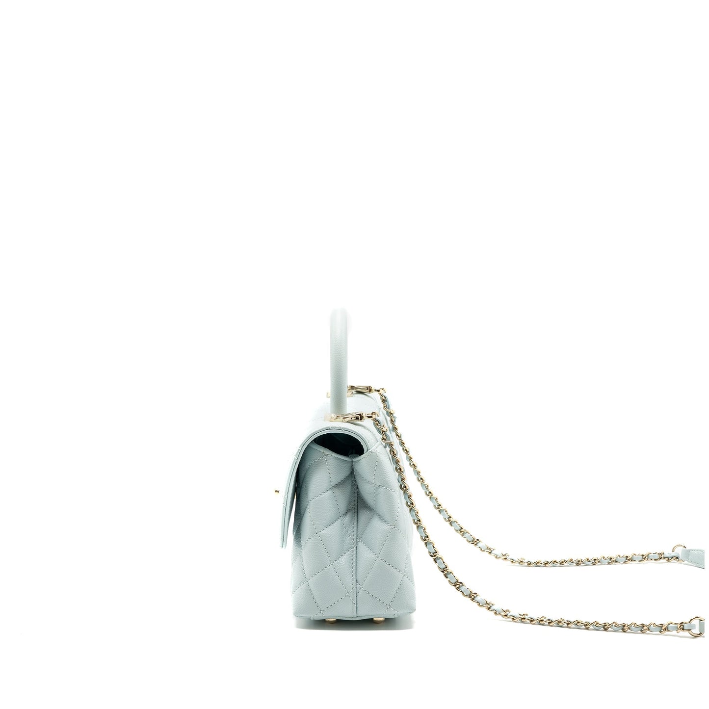 Chanel small coco handle caviar light blue L (microchip)