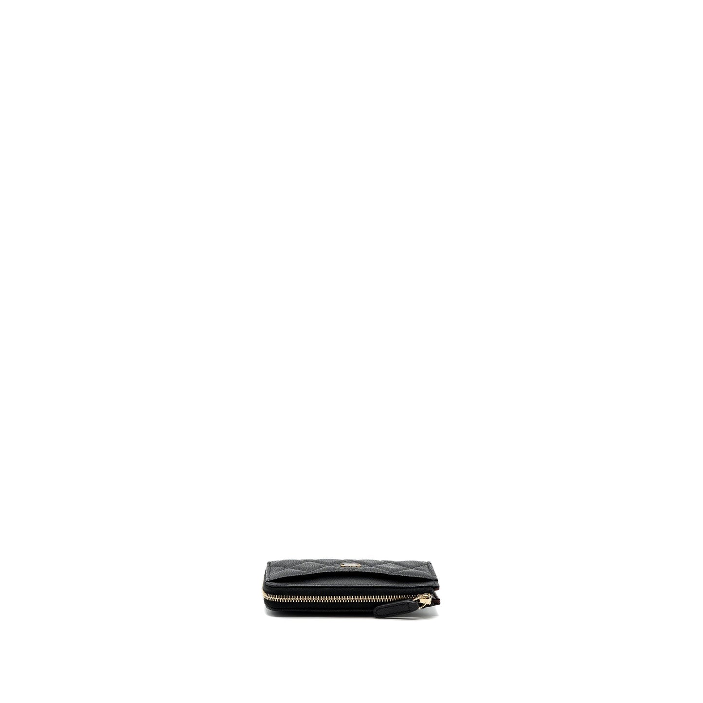 Chanel L zipper card holder caviar black  (microchip )