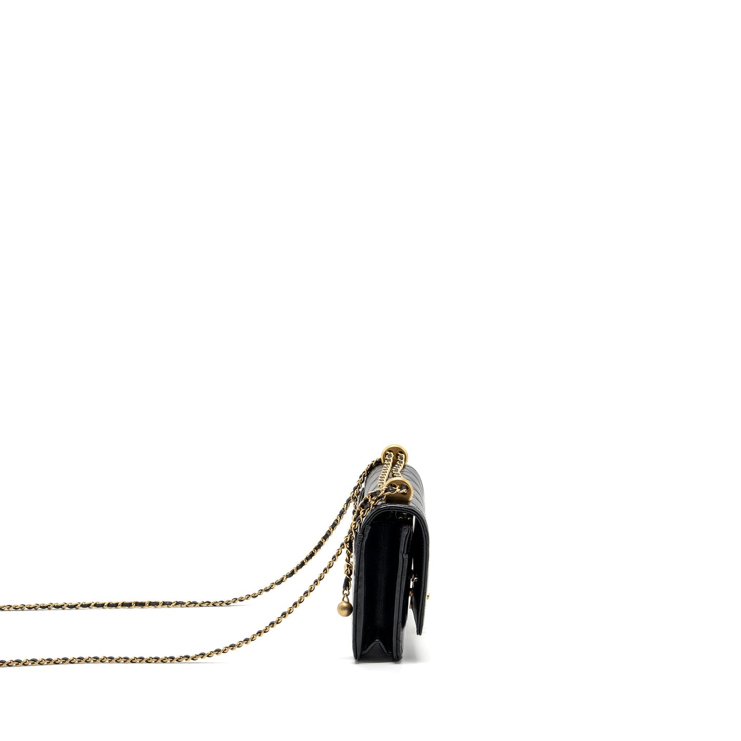 Chanel 24C gold Crush wallet on chain calfskin black  (microchip)