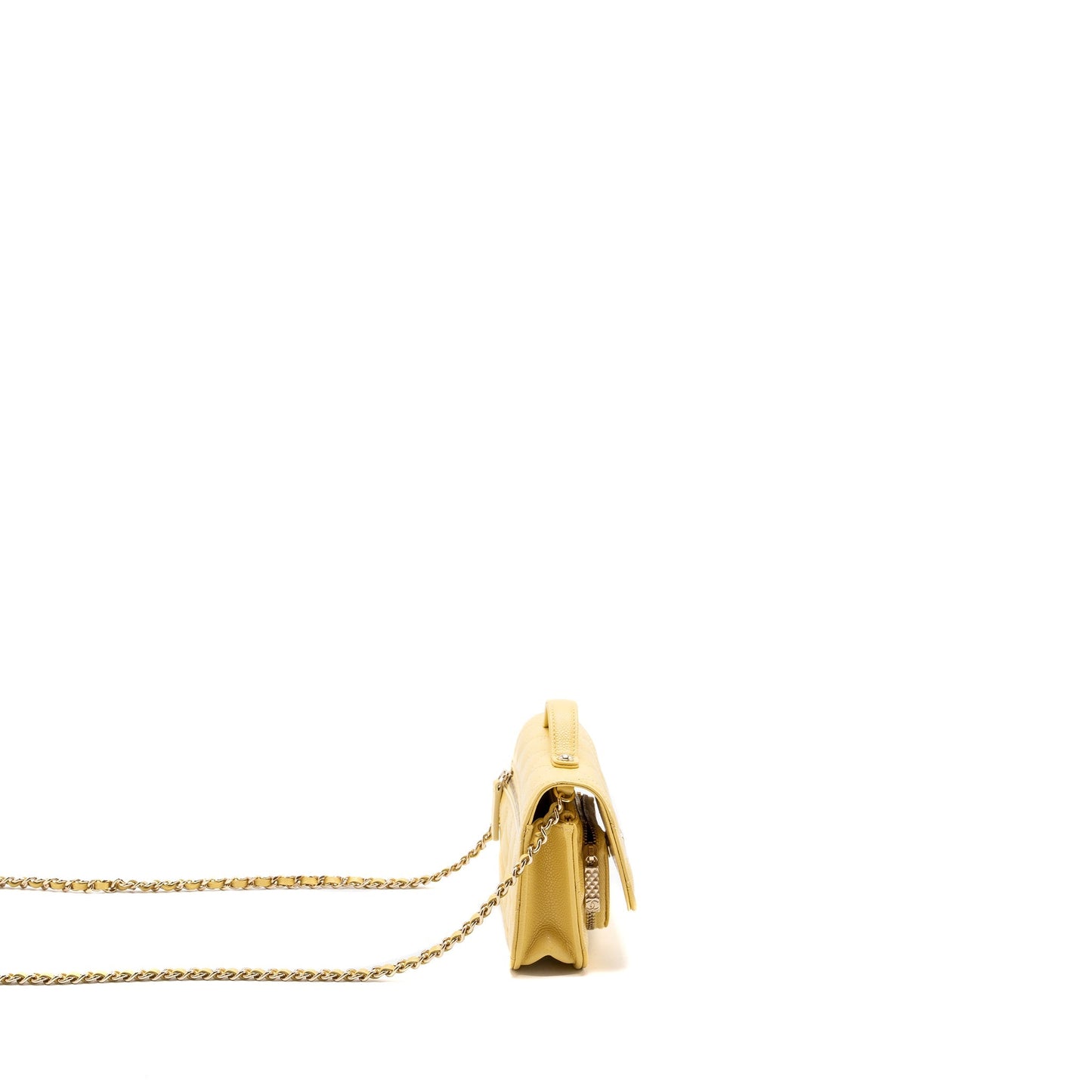 Chanel Mini Business Affinity Wallet On Chain Caviar Yellow L (microchip)