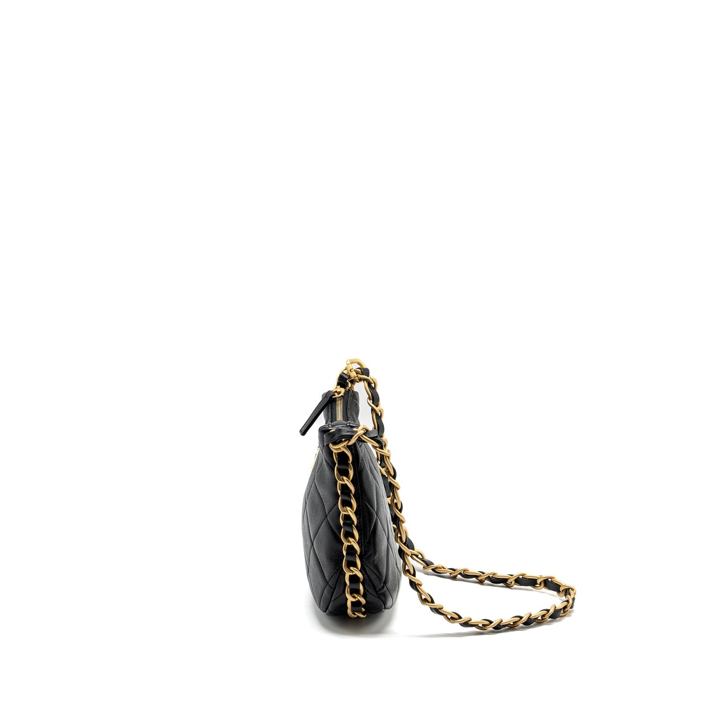 Chanel 23K hobo bag with adjustable chain lambkin black  (microchip)