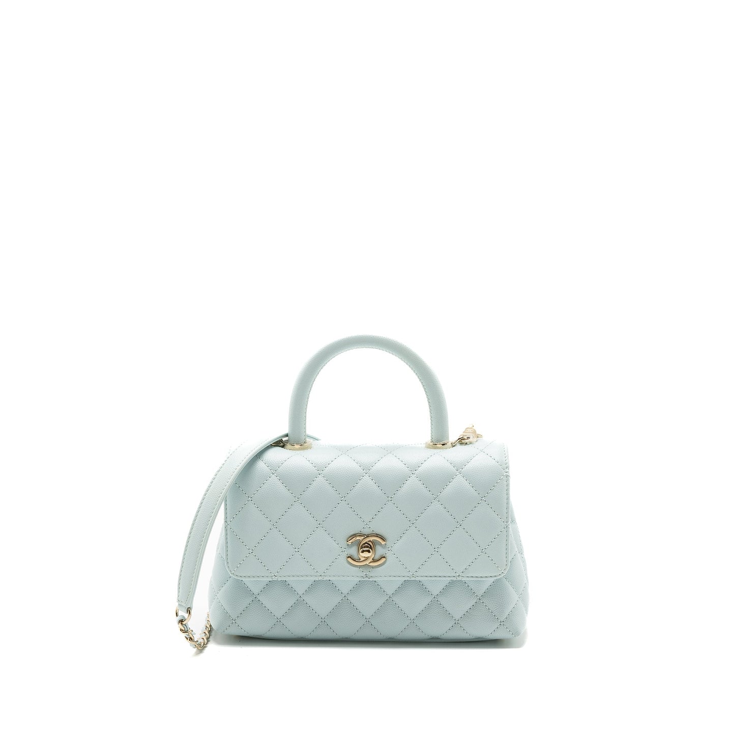 Chanel small coco handle caviar light blue L (microchip)