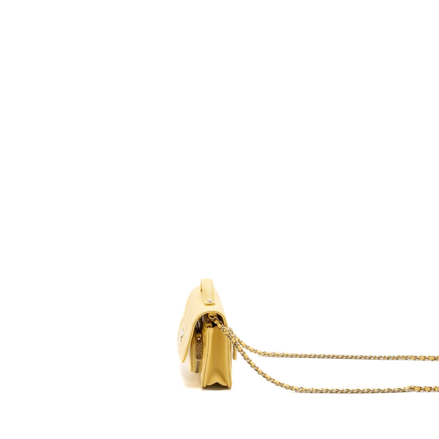 Chanel Mini Business Affinity Wallet On Chain Caviar Yellow L (microchip)