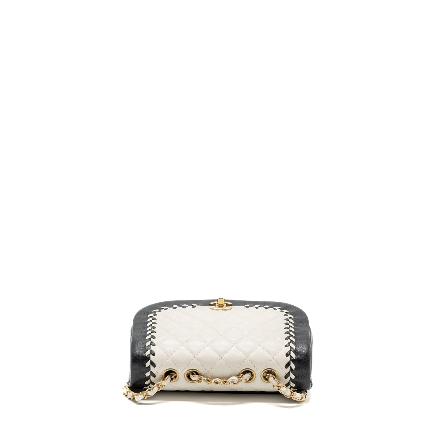 Chanel Quilted Flap Bag Lambskin White/ Black