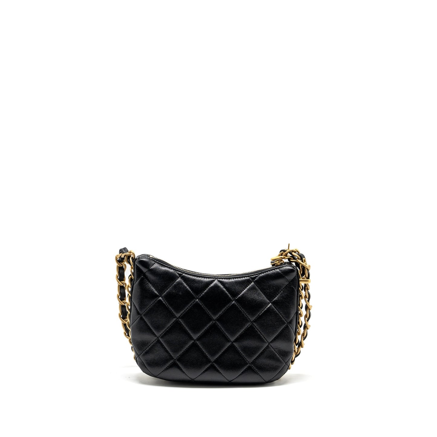 Chanel 23K hobo bag with adjustable chain lambkin black  (microchip)