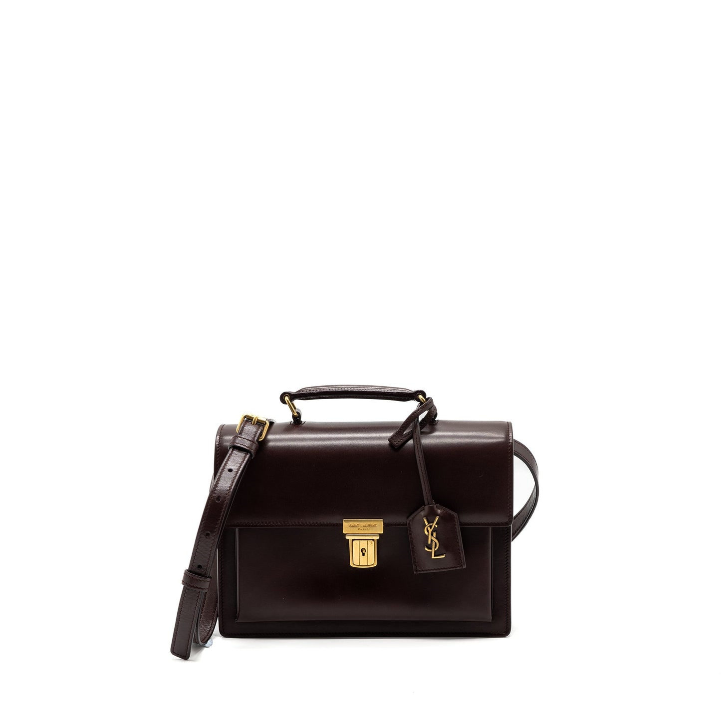 Saint Laurent/ Bellachasse Calfskin Dark Red Brushed