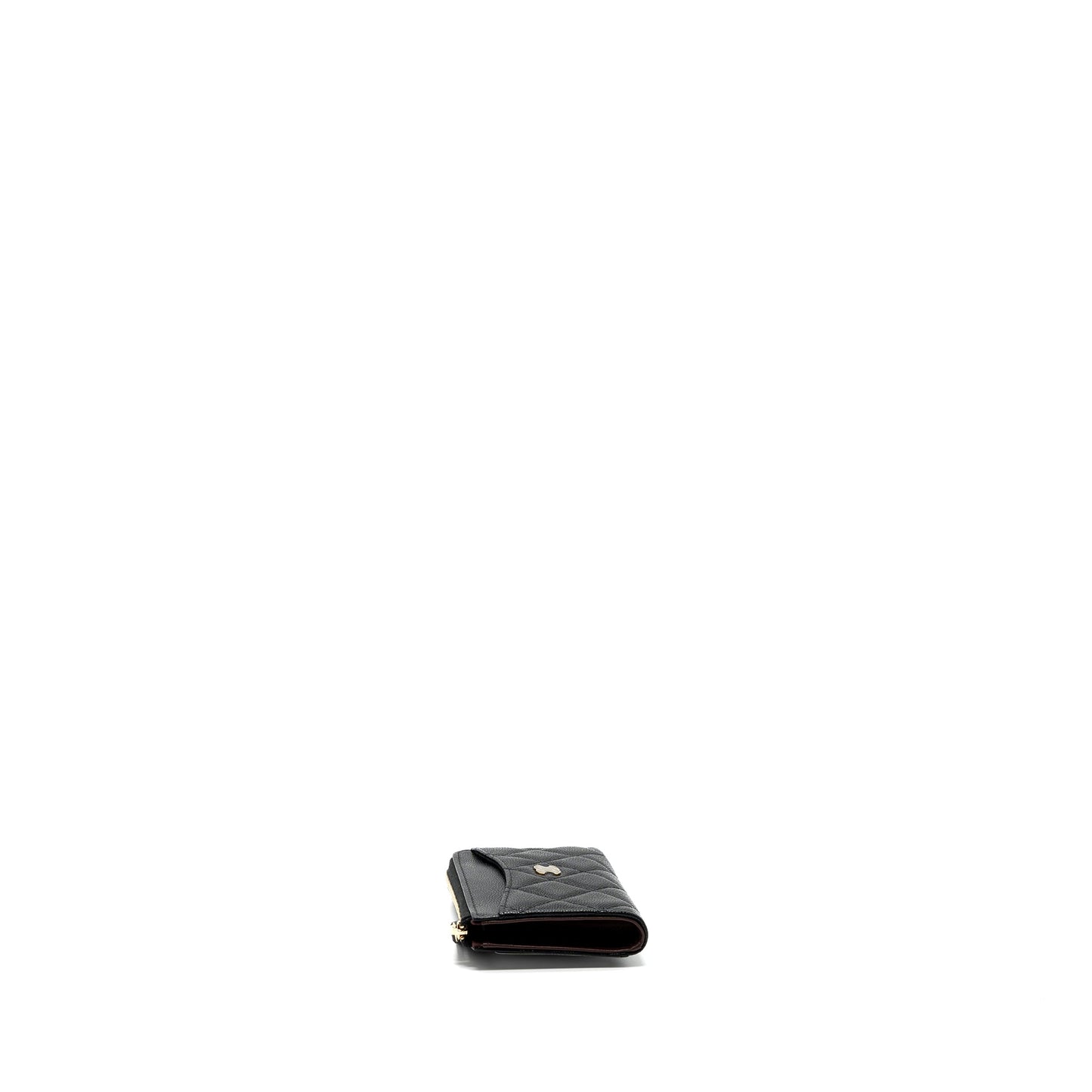 Chanel L zipper card holder caviar black  (microchip )