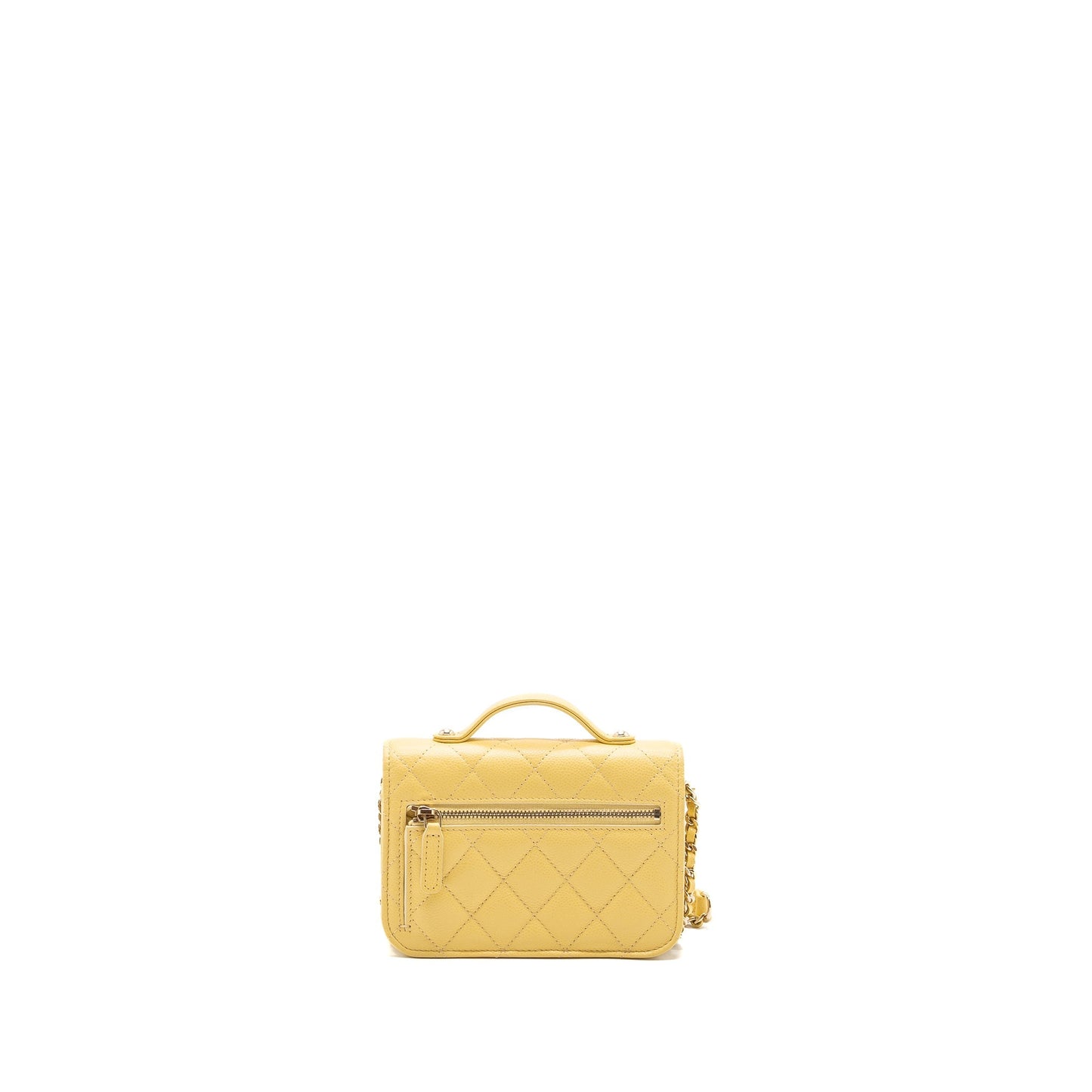 Chanel Mini Business Affinity Wallet On Chain Caviar Yellow L (microchip)