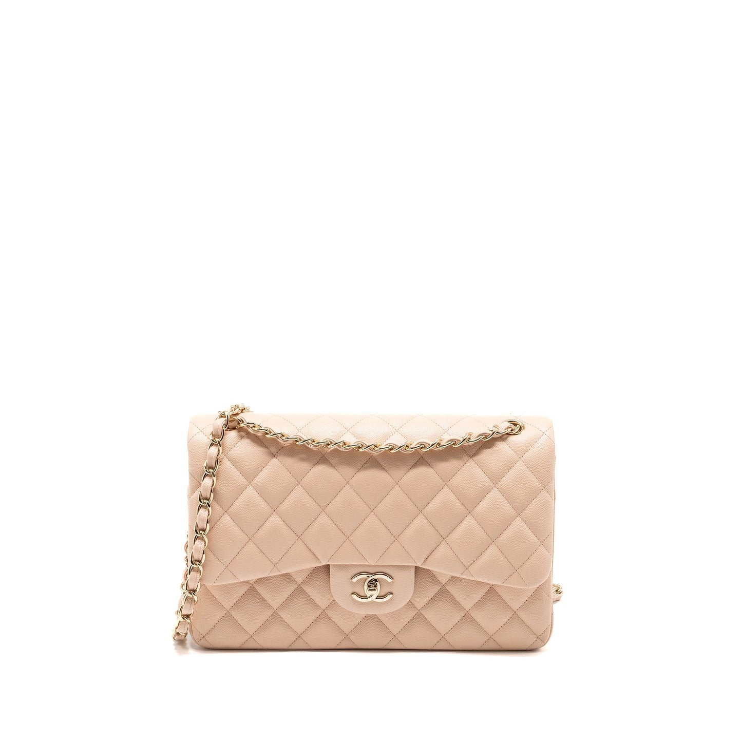 Chanel Jumbo Classic Double Flap Bag Caviar Beige L (Microchip)