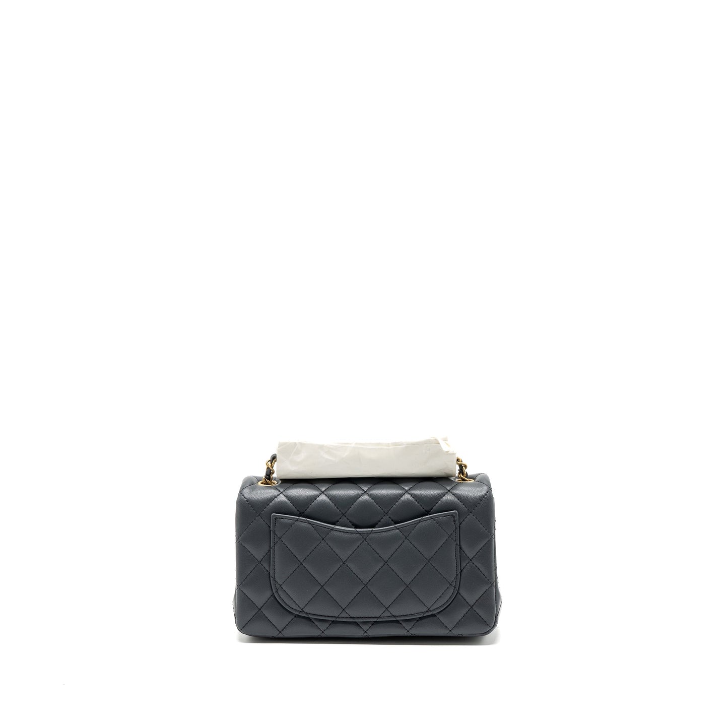 Chanel 23K pearl crush mini rectangular flap bag lambskin dark grey
