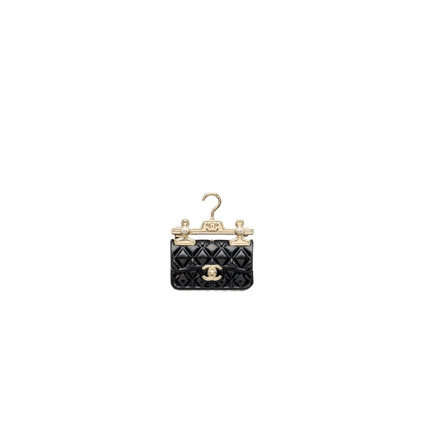 Chanel Hanger Flap Bag Brooch Black L