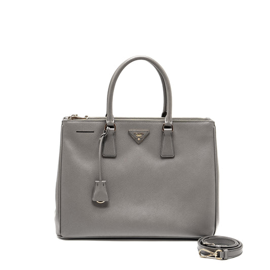 Prada Galleria Saffiano Tote Purse Calfskin Grey