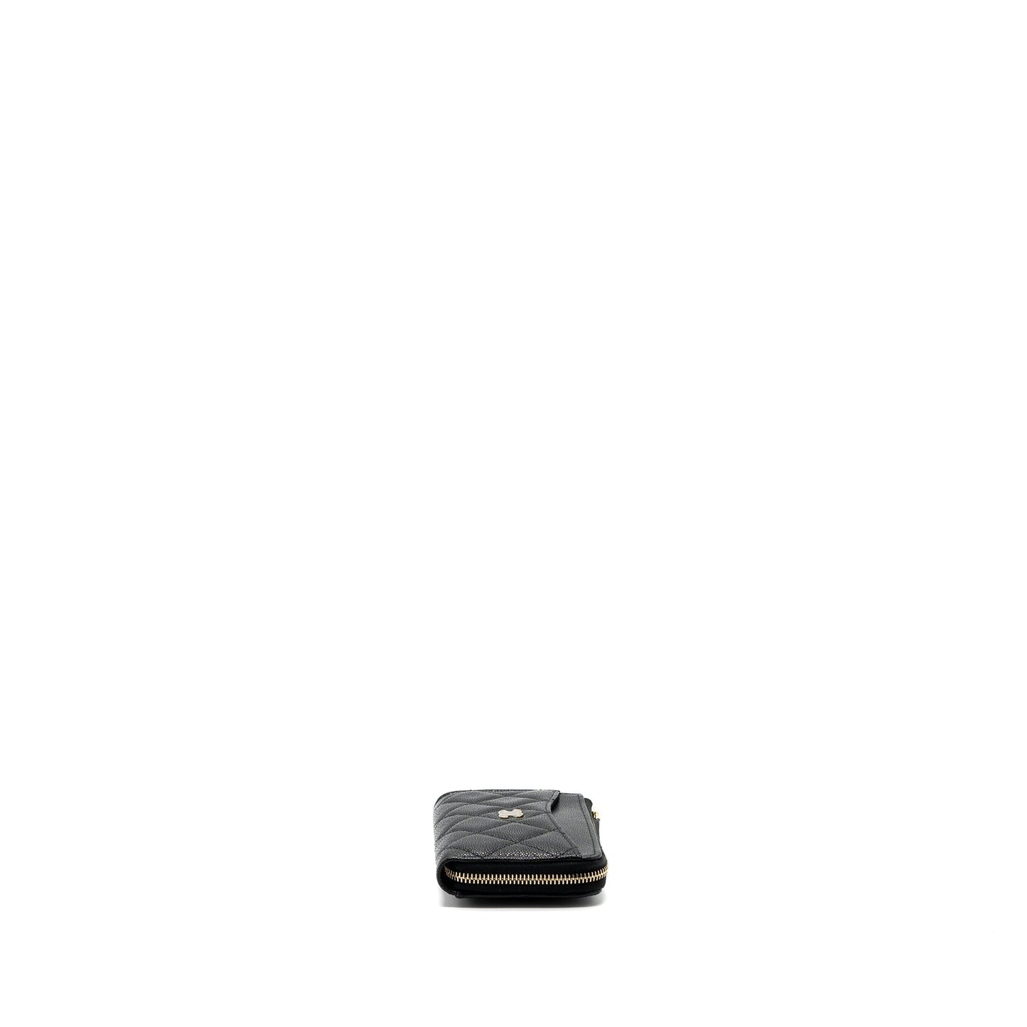 Chanel L zipper card holder caviar black  (microchip )
