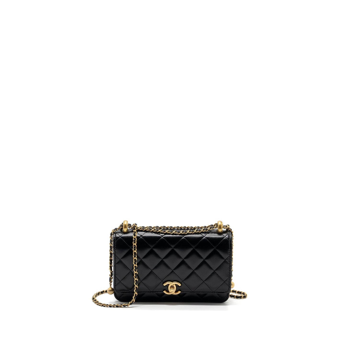 Chanel 24C gold Crush wallet on chain calfskin black  (microchip)