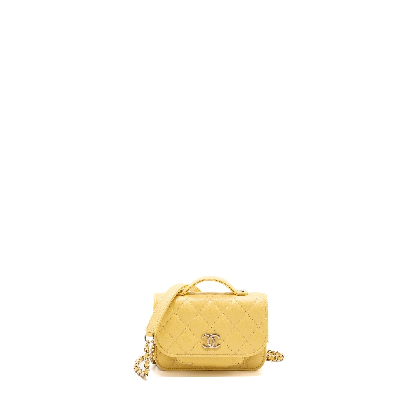 Chanel Mini Business Affinity Wallet On Chain Caviar Yellow L (microchip)