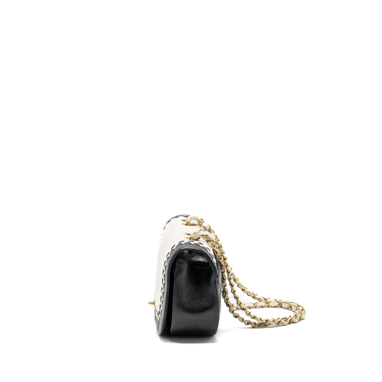 Chanel Quilted Flap Bag Lambskin White/ Black