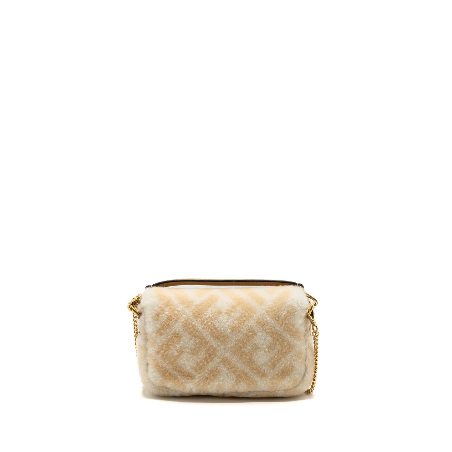 Fendi Mini Baguette Sheepskin Beige/ White