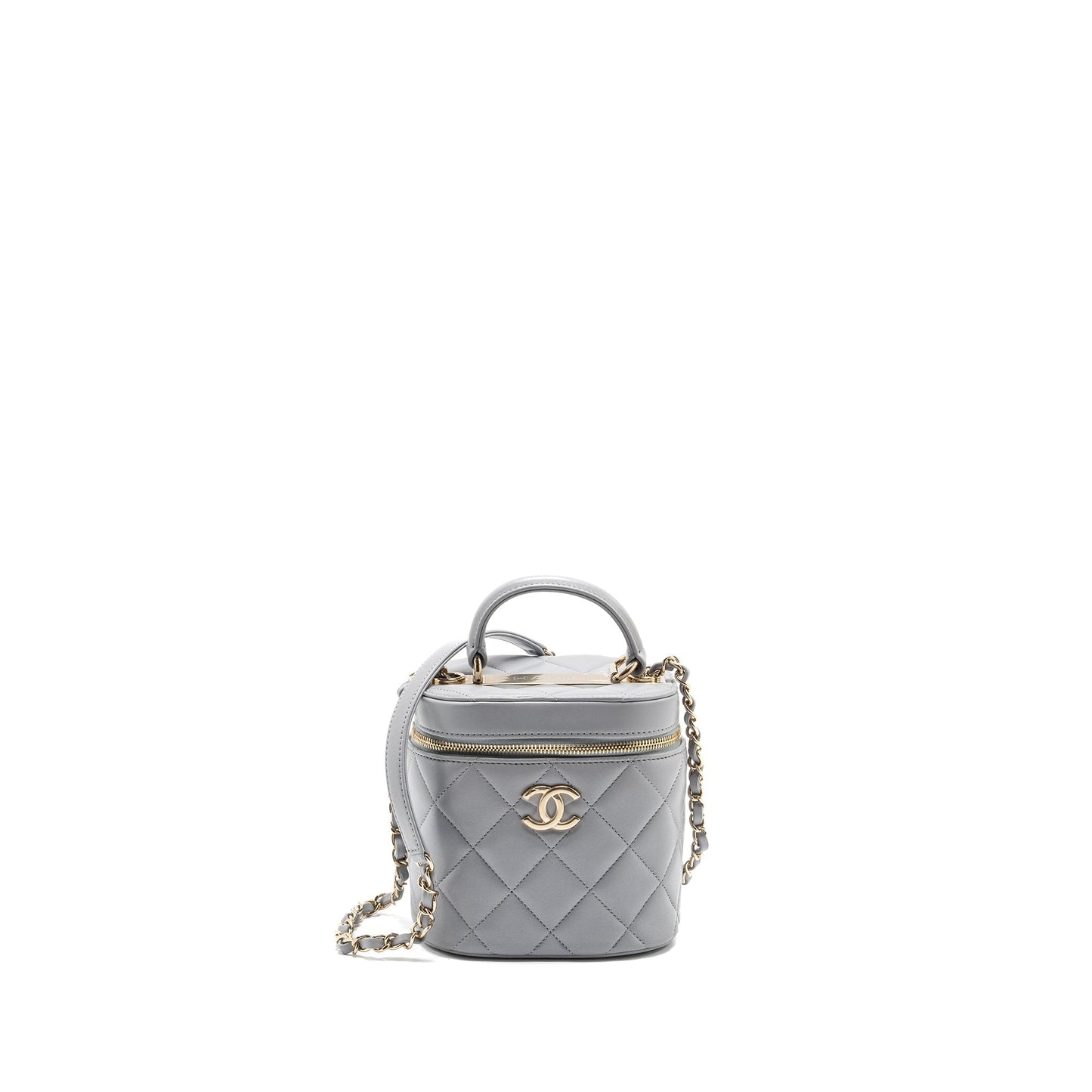 CHANEL Trendy CC Top Handle Vanity With Chain Lambskin Grey L