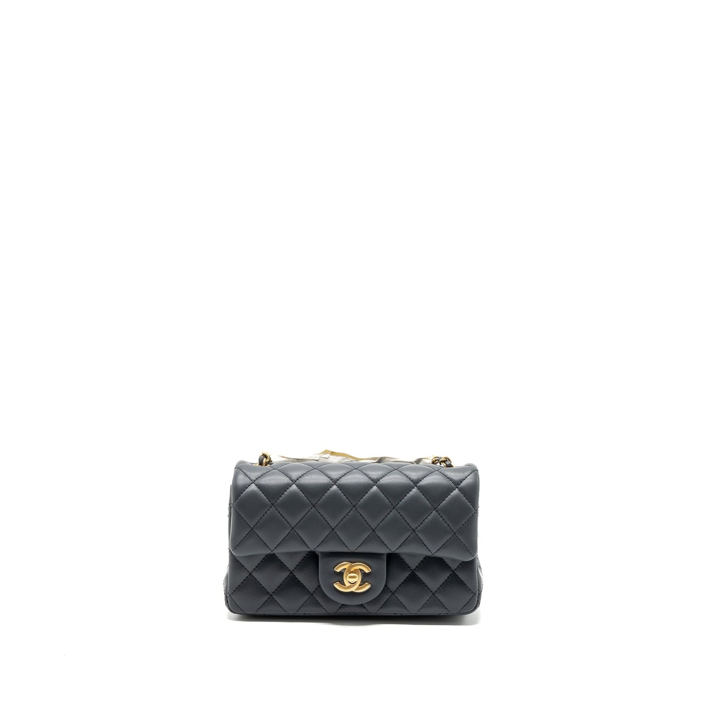 Chanel 23K pearl crush mini rectangular flap bag lambskin dark grey
