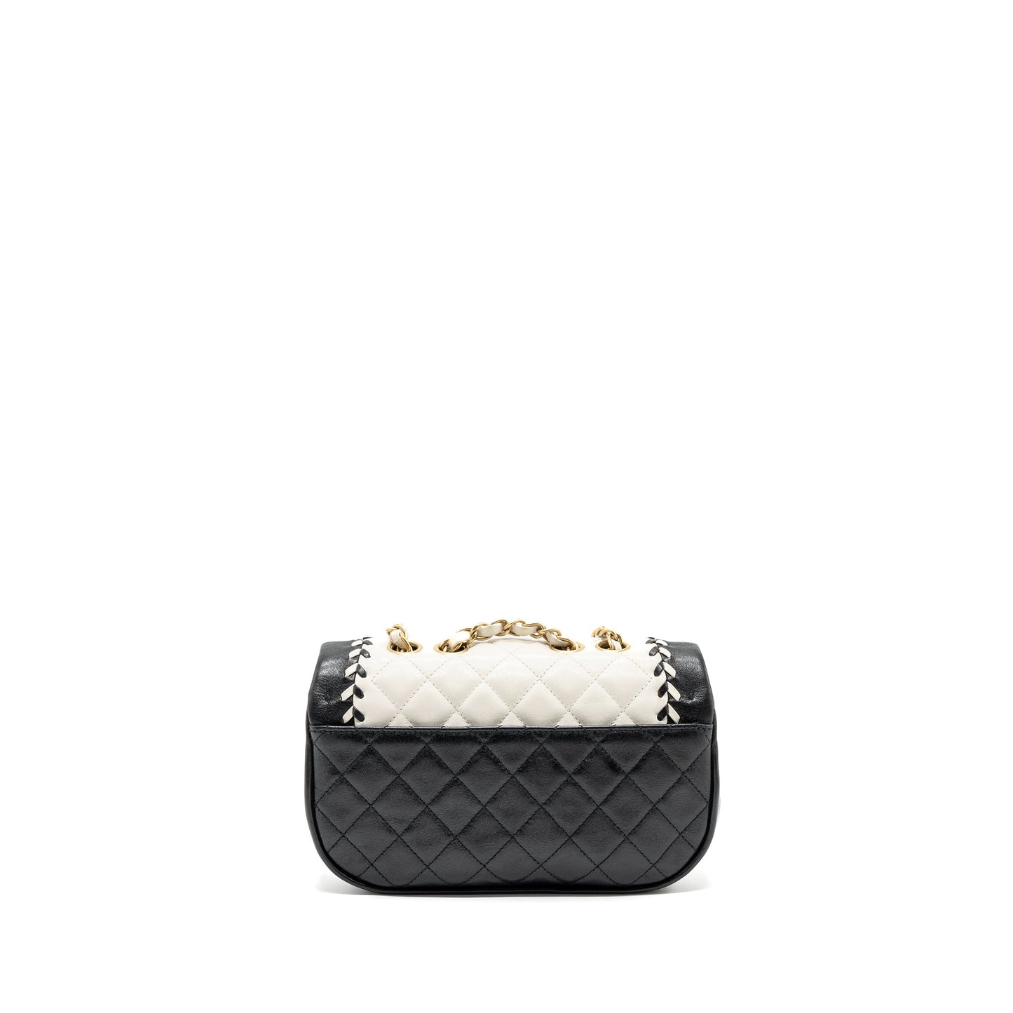 Chanel Quilted Flap Bag Lambskin White/ Black