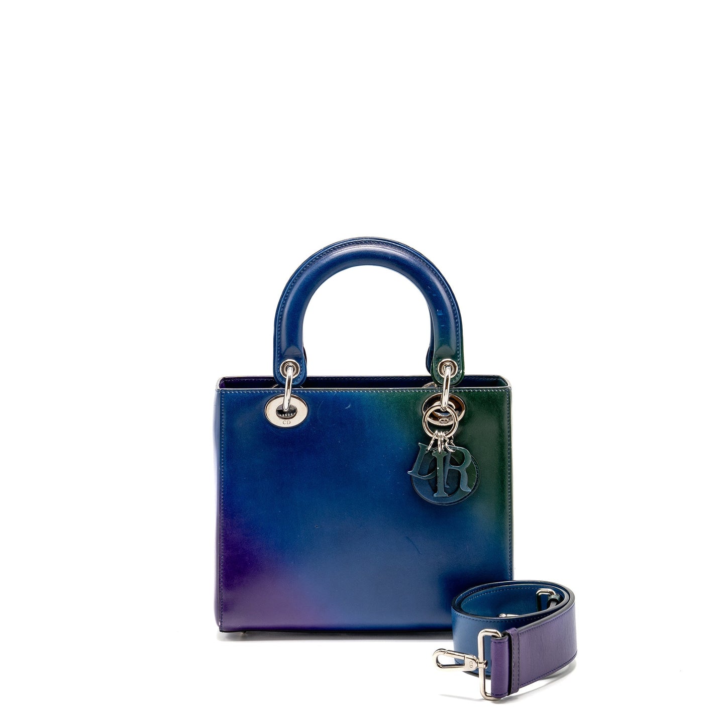 Dior Medium Lady Dior Box Calfskin Gradient Blue/Purple/Green