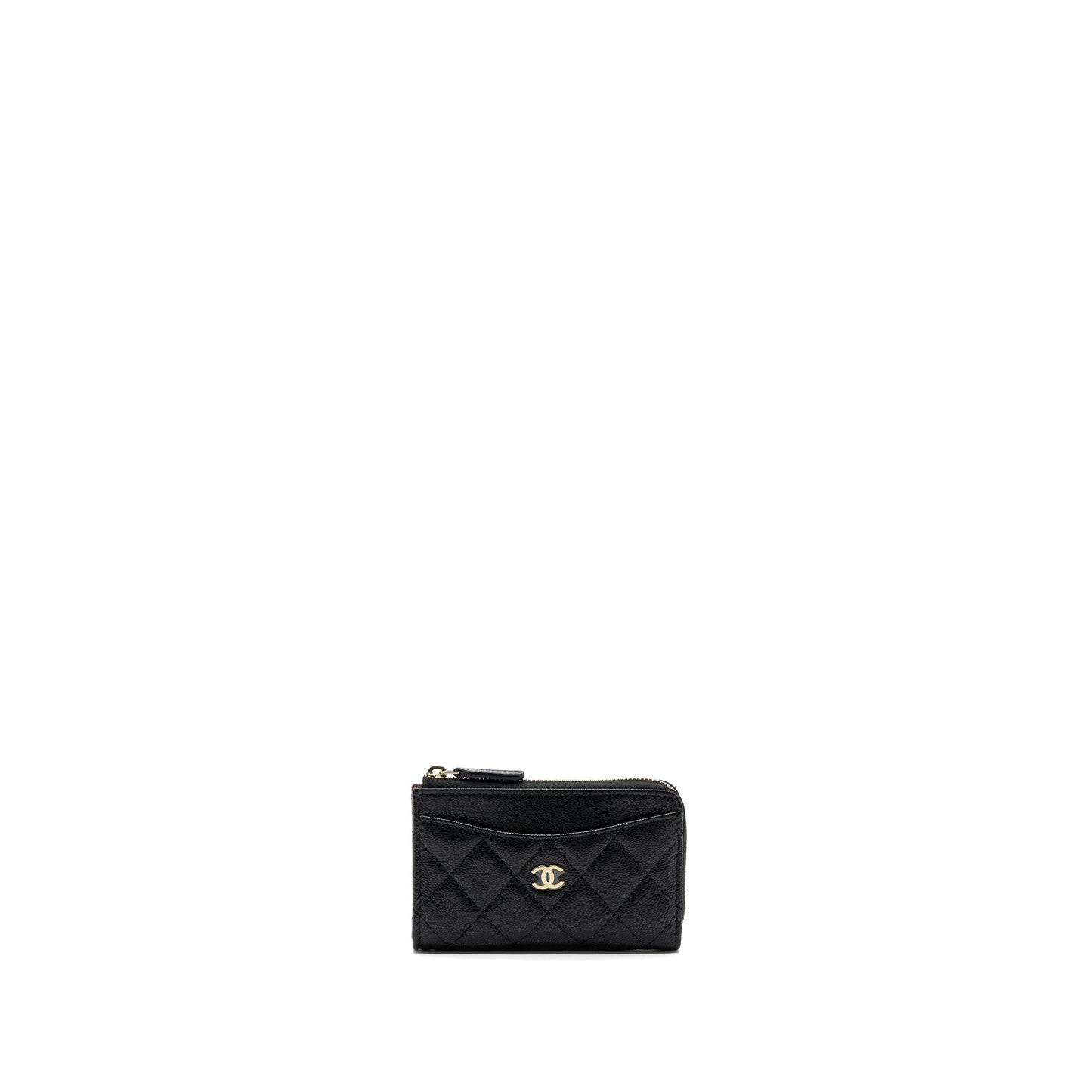 Chanel L zipper card holder caviar black  (microchip )