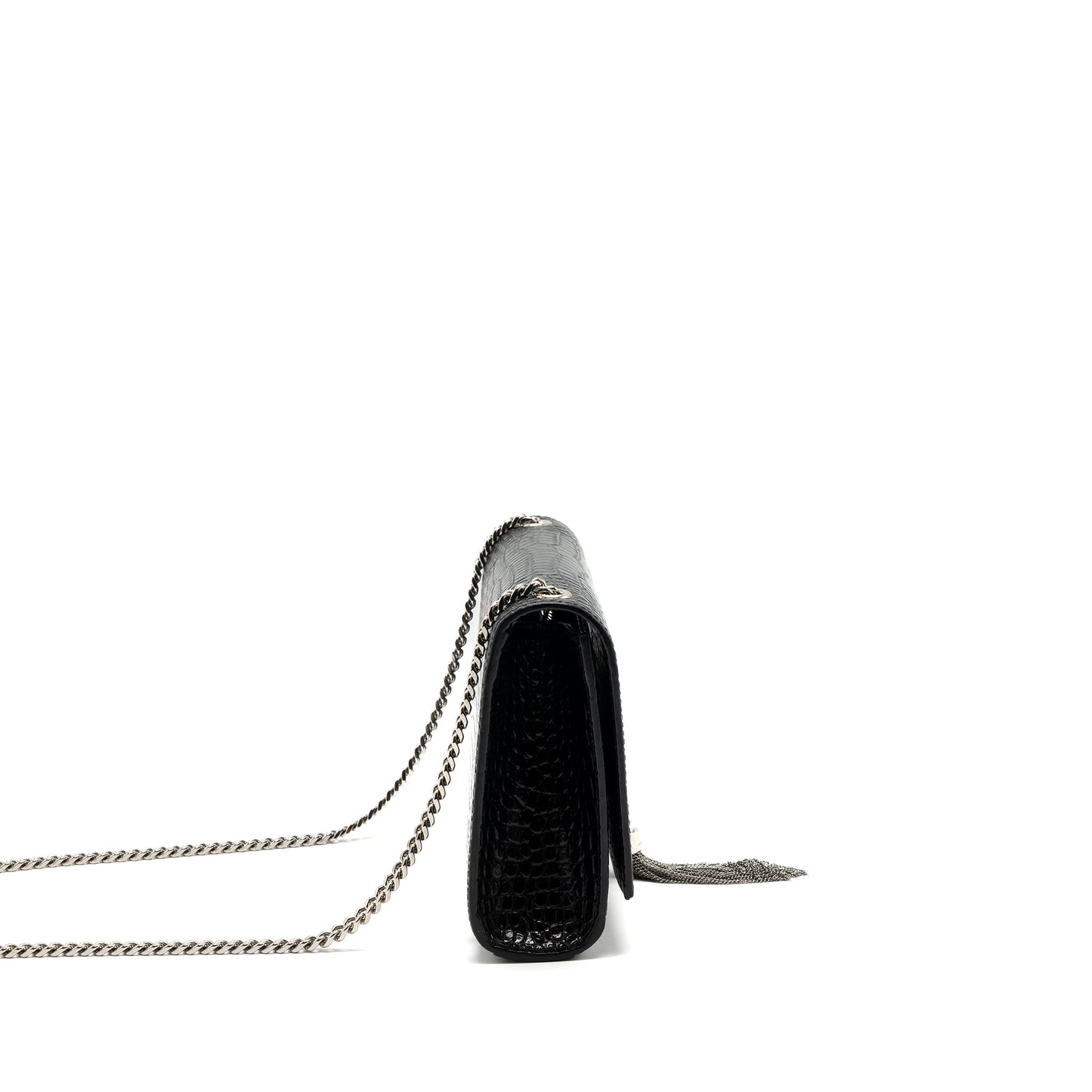 Saint Laurent/ Kate Tassel Crocodile-Embossed calfskin Black