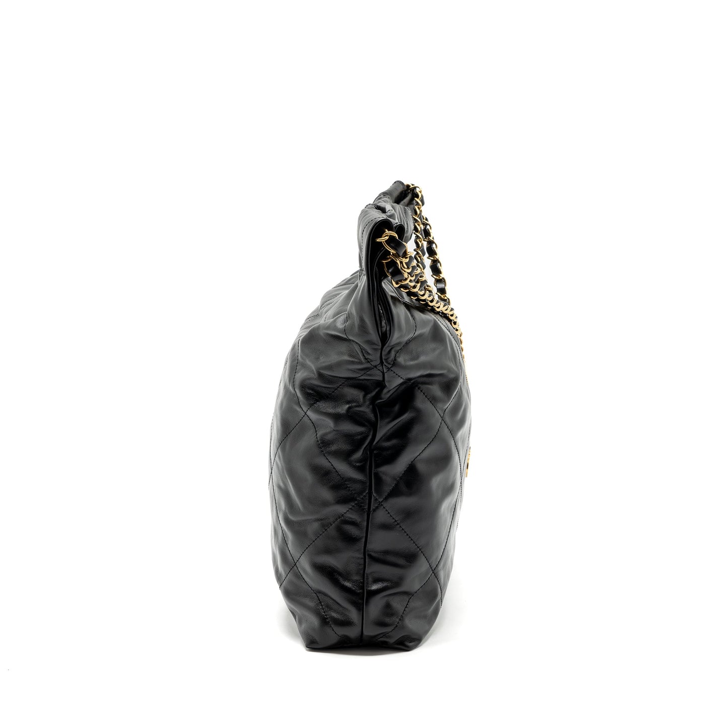 Chanel medium 22 bag shiny calfskin black  (Microchip)
