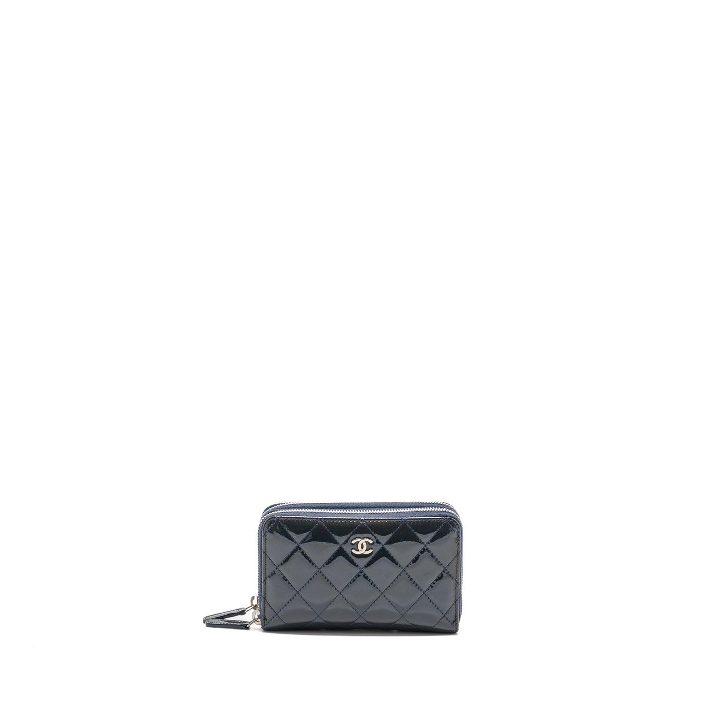 Chanel double Zip Wallet patent navy