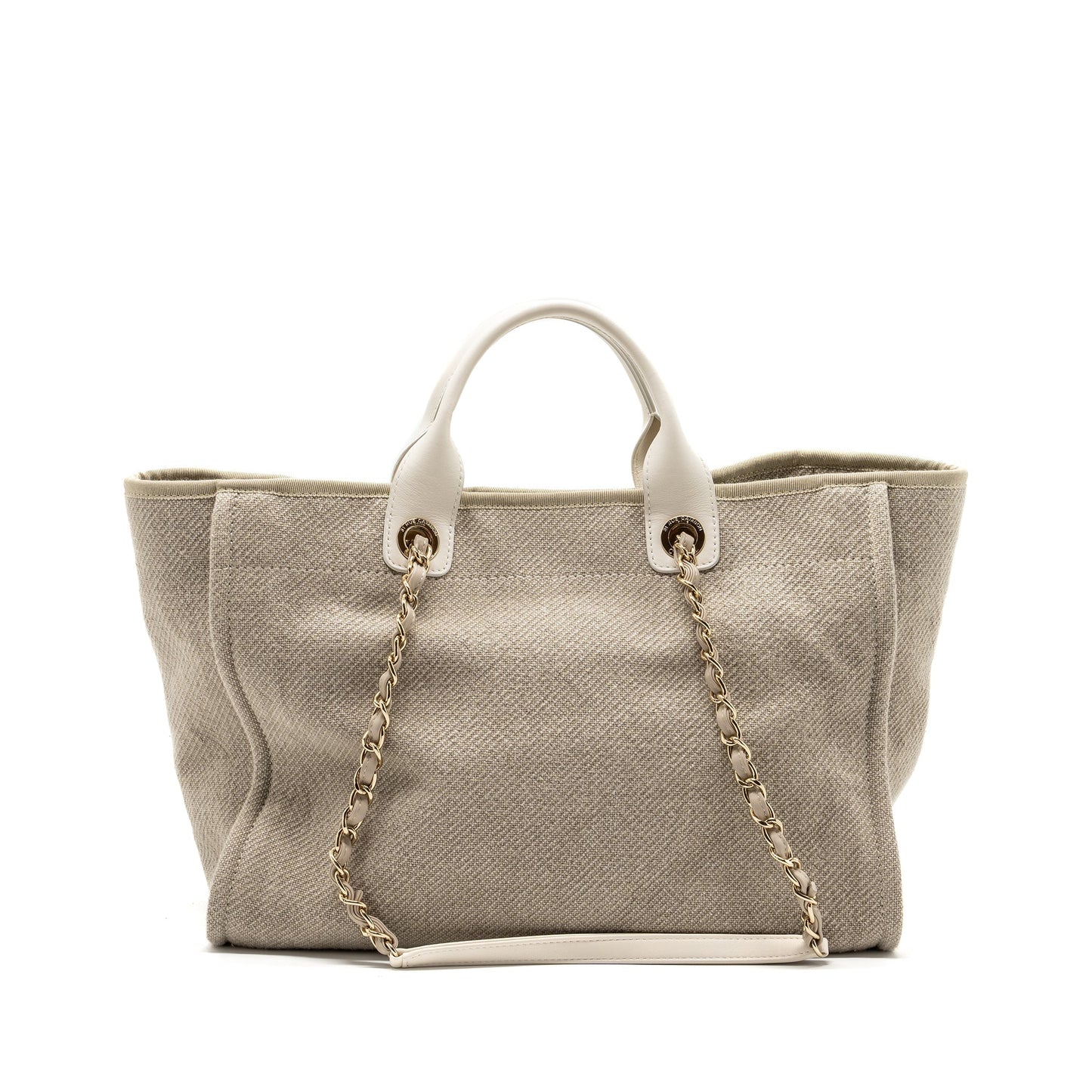 Chanel Deauville Bag Canvas/ Leather Beige/White  (microchip)