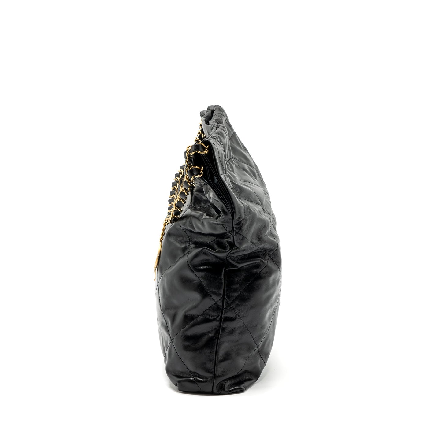 Chanel medium 22 bag shiny calfskin black  (Microchip)