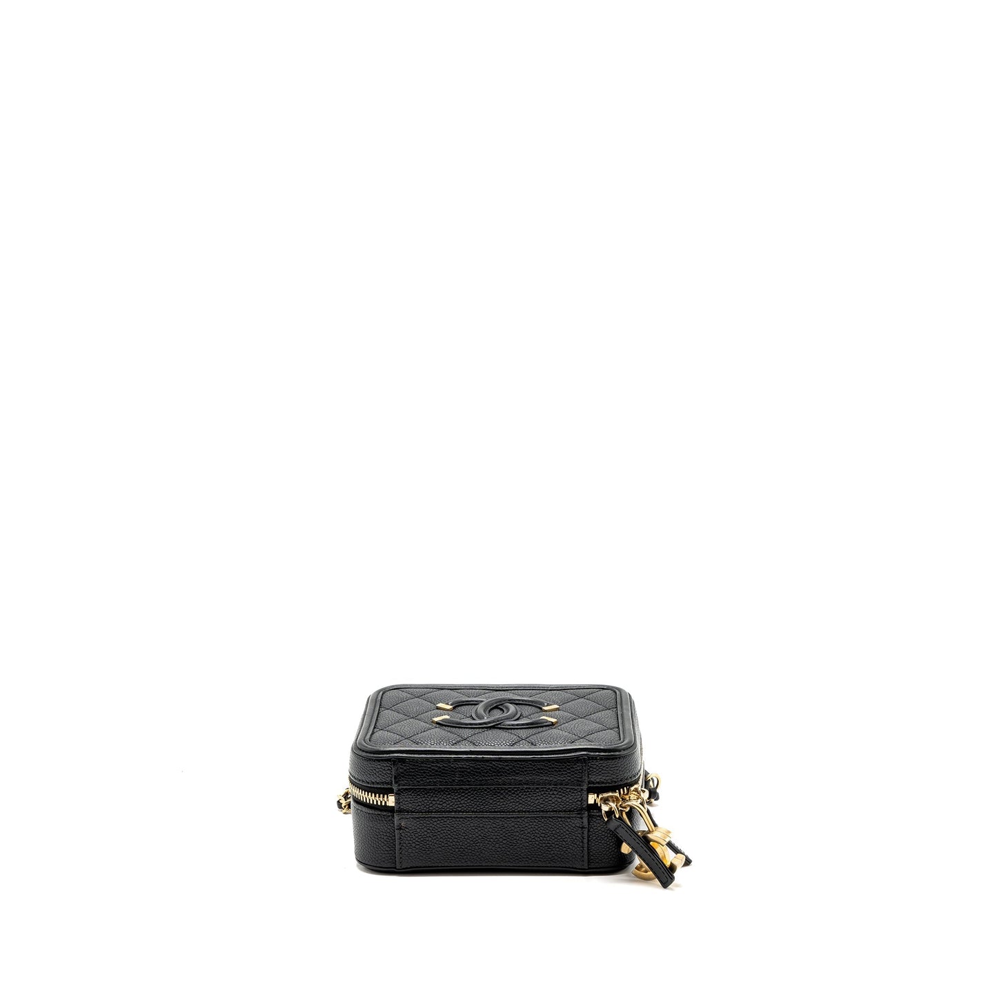 Chanel mini filigree vanity case Caviar black