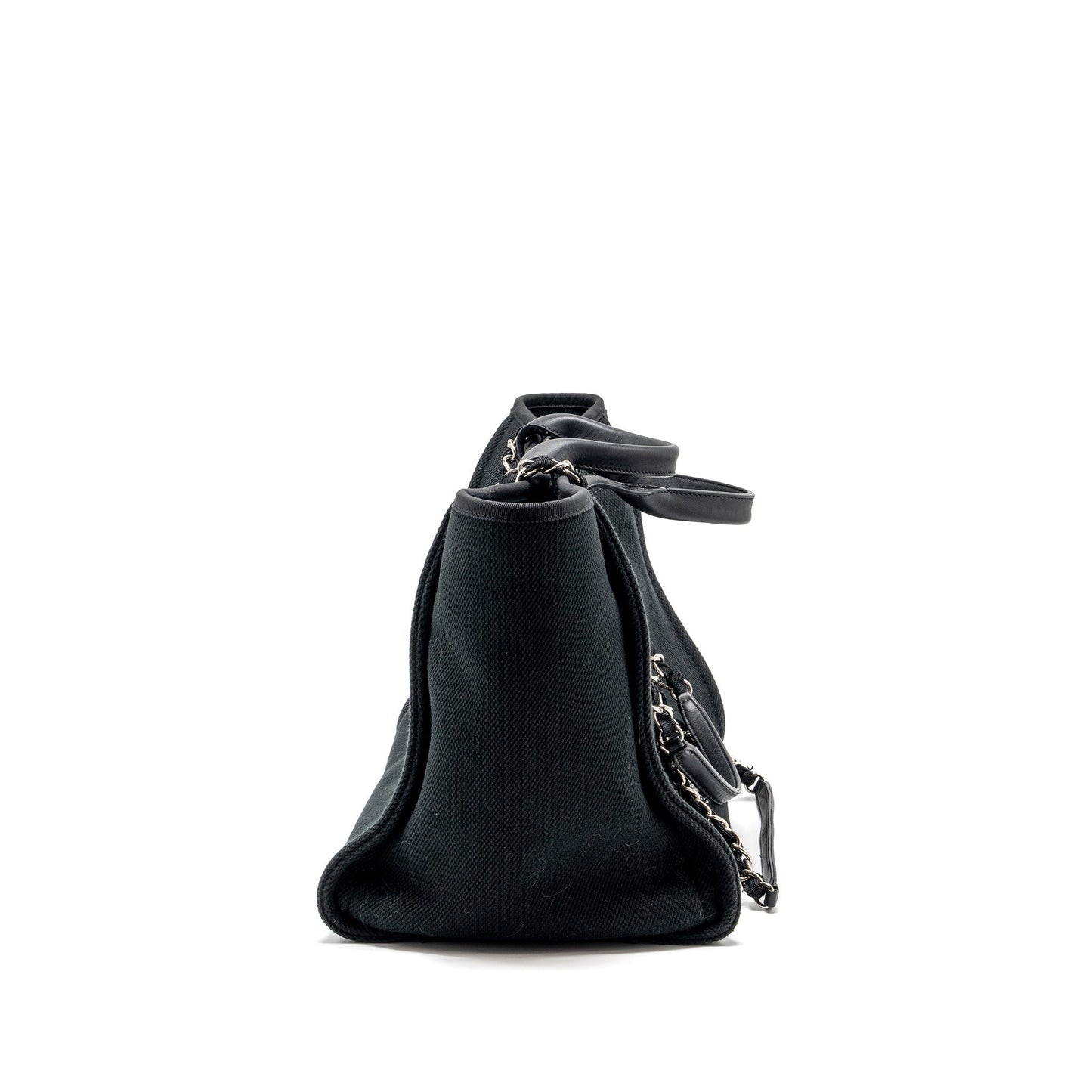 Chanel Large Deauville Black-Studded Tote Bag Canvas/Leather Black