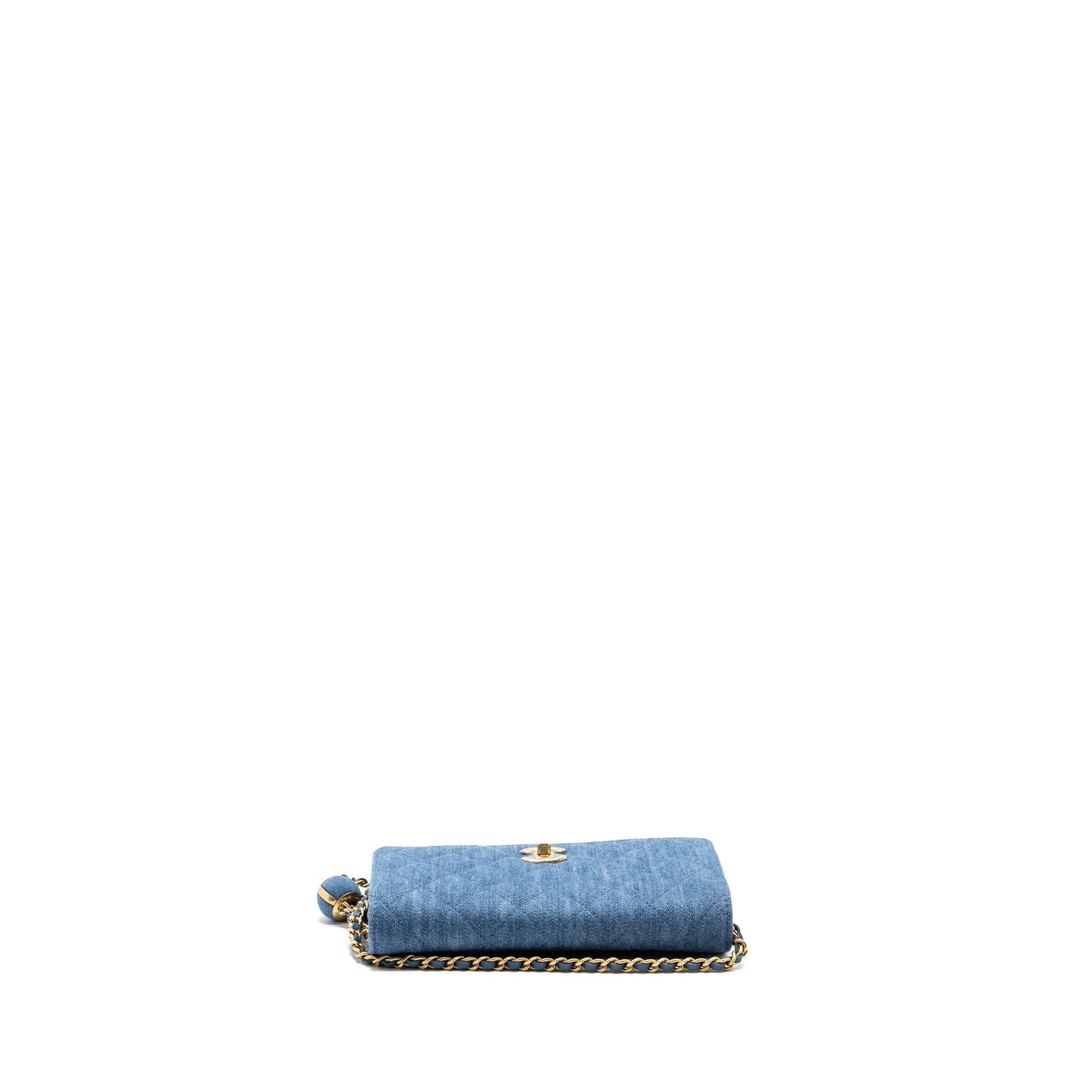 Chanel 22C Pearl Crush wallet on chain Denim blue (microchip)