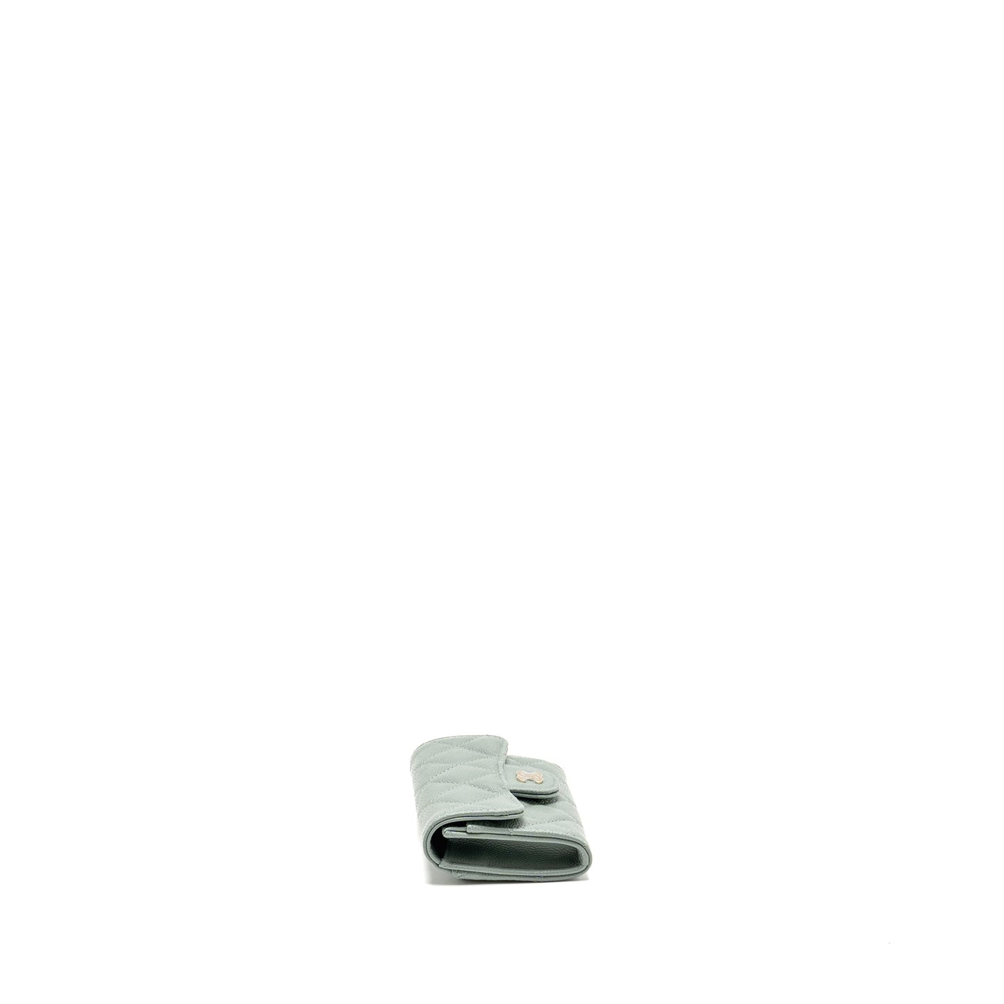 Chanel Classic Flap Card Holder Caviar Light Green L(Microchip)
