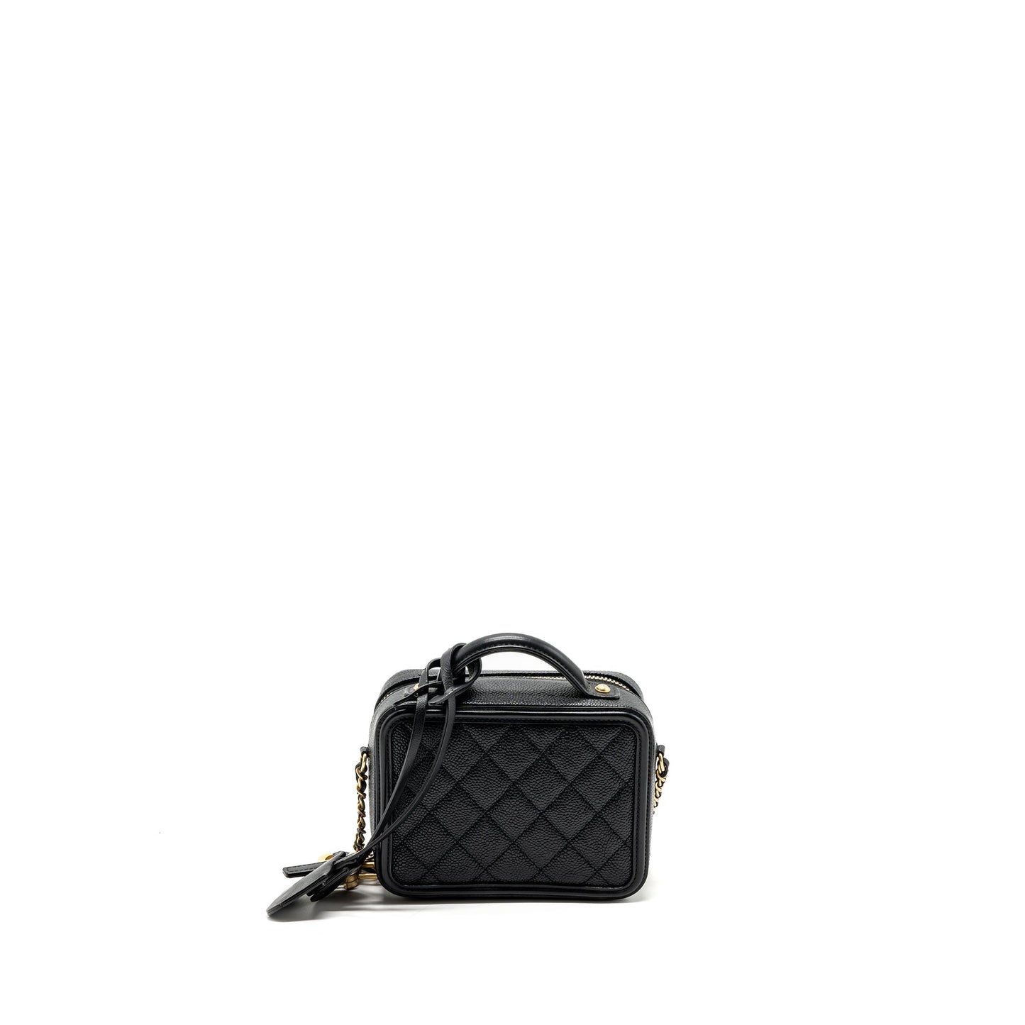 Chanel mini filigree vanity case Caviar black