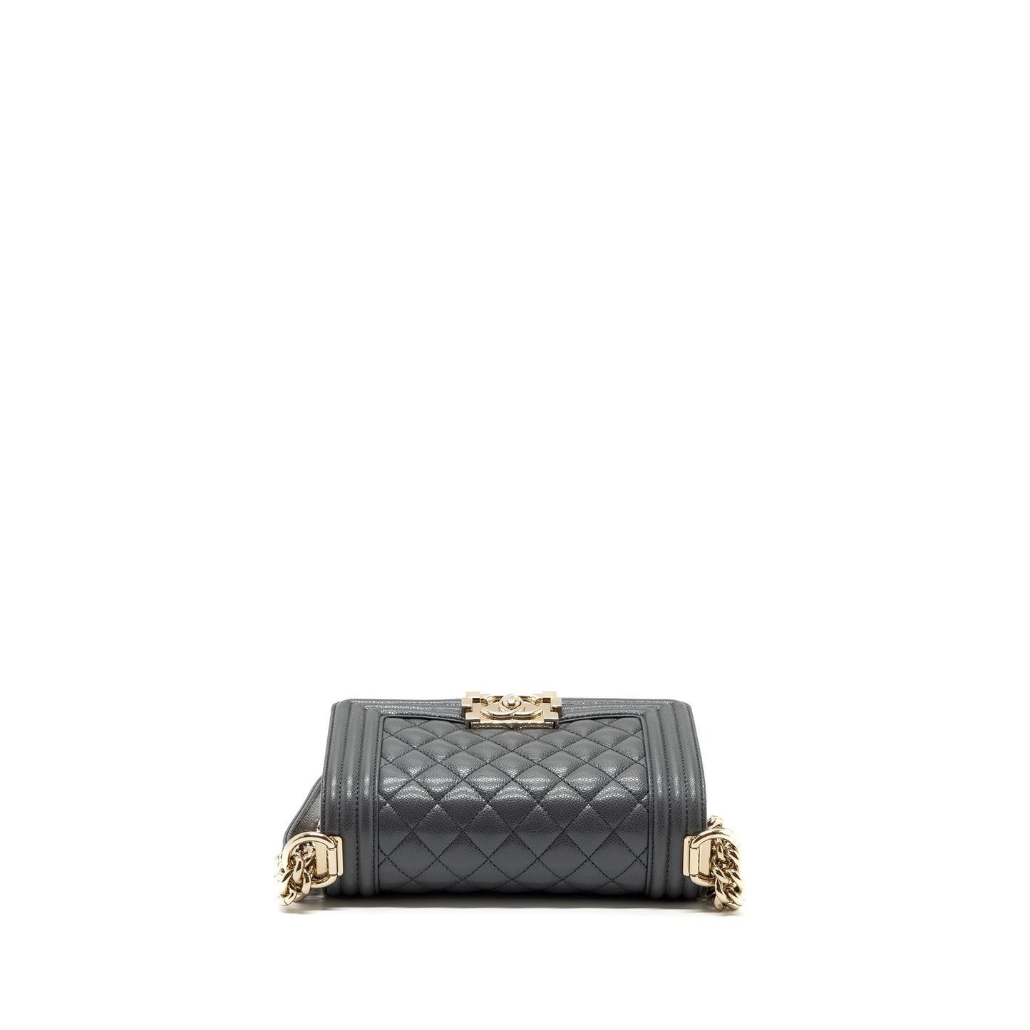 Chanel small boy bag caviar grey L (microchip)