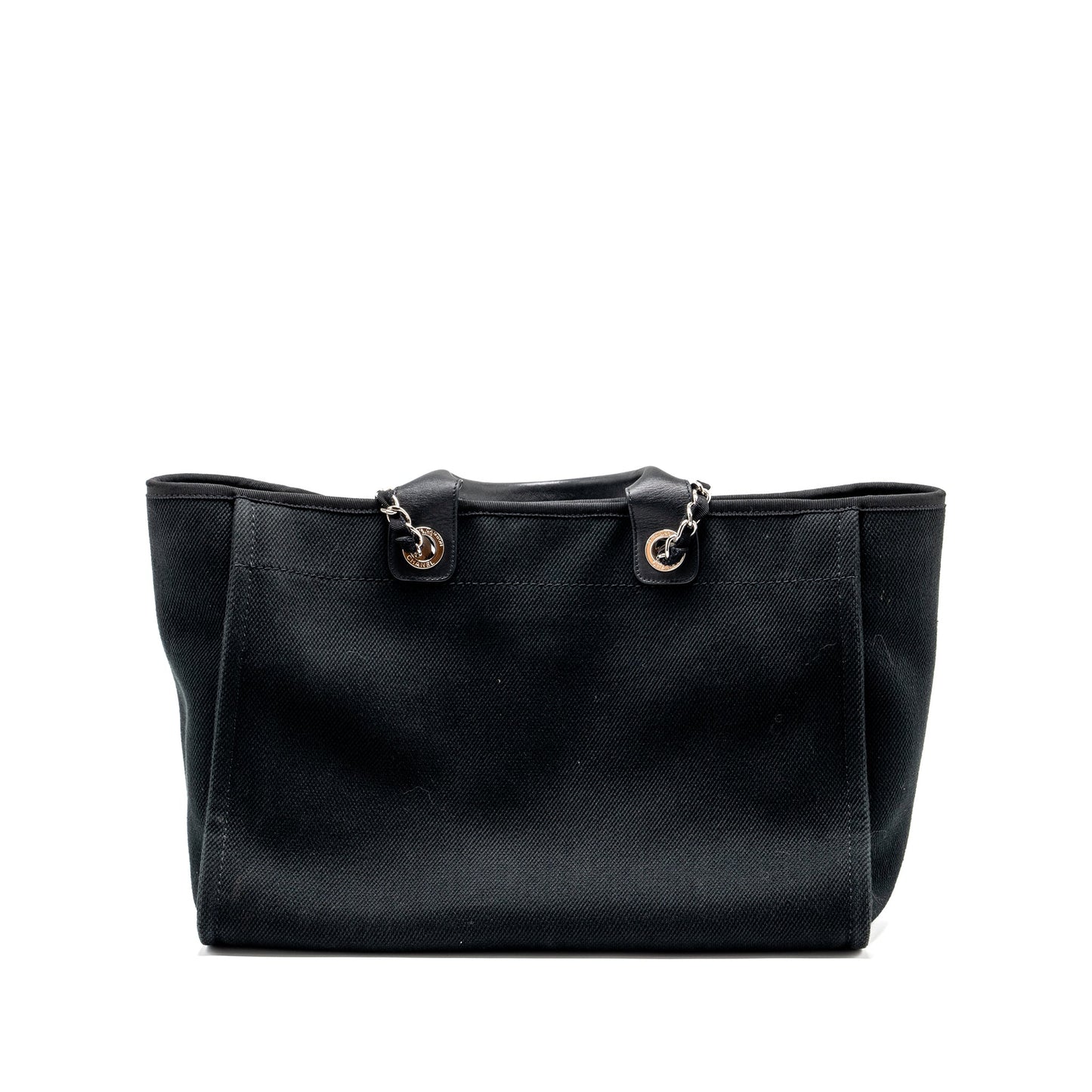 Chanel Large Deauville Black-Studded Tote Bag Canvas/Leather Black