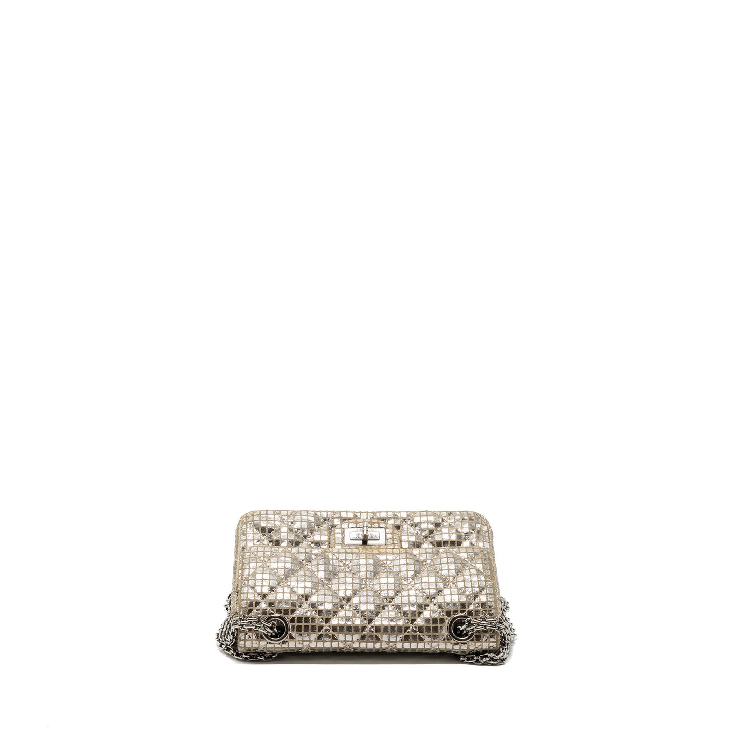 Chanel mini 2.55 reissue flap bag calfskin beige / silver