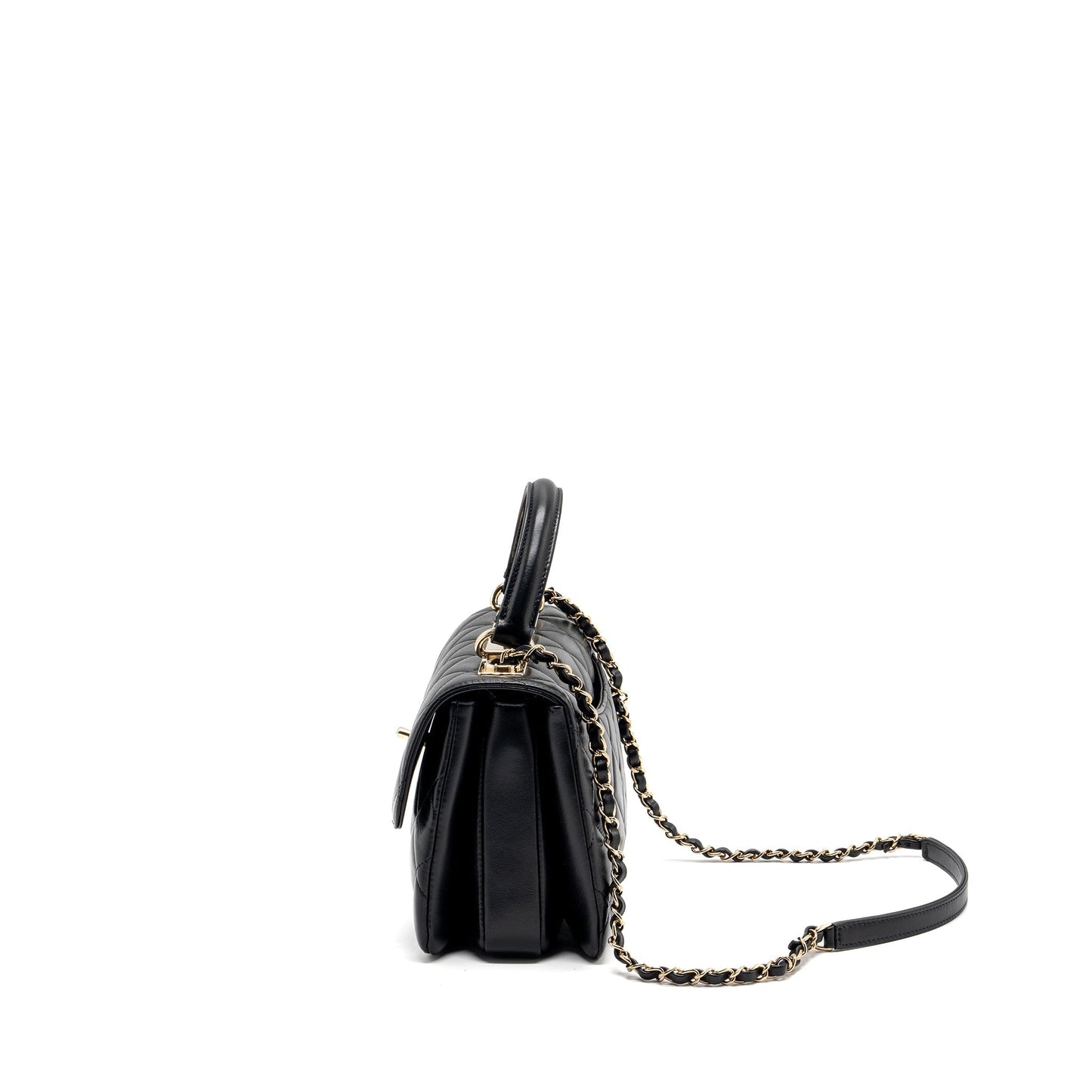 Chanel trendy CC flap bag with top handle lambskin black L (microchip)