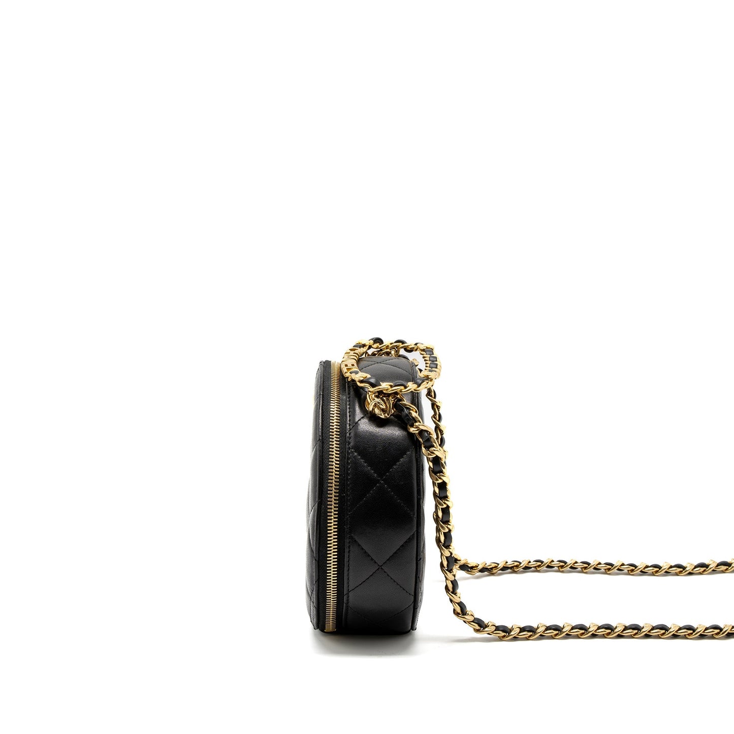 Chanel Round Vanity with Round Handle Crossbody Bag Lambskin Black  (Microchip)
