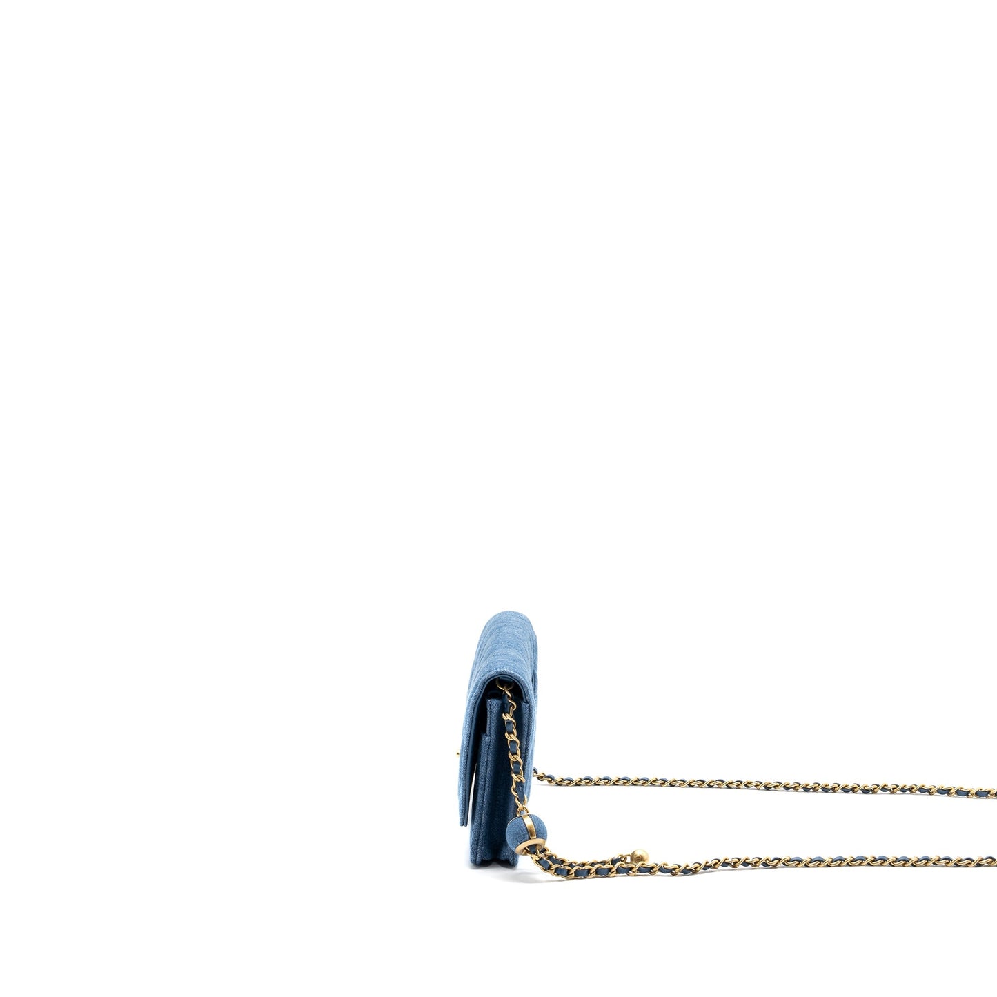 Chanel 22C Pearl Crush wallet on chain Denim blue (microchip)