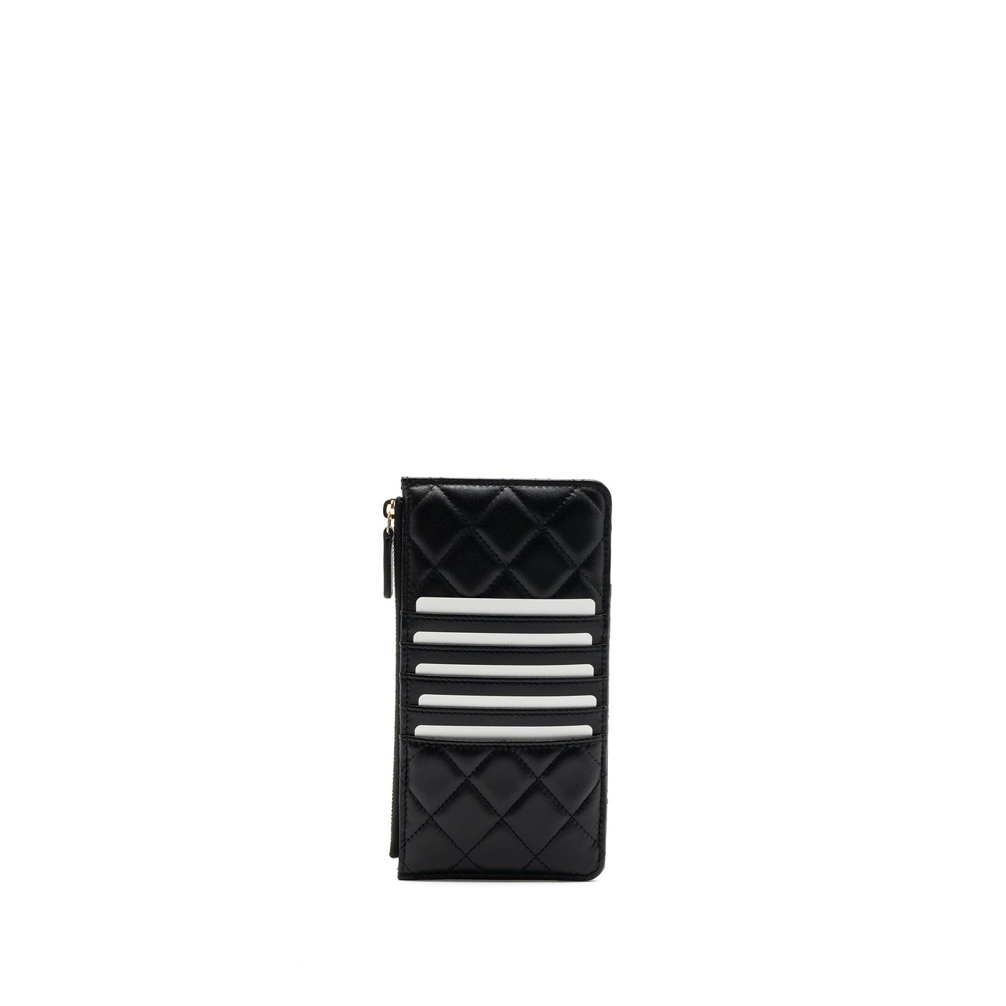 CHANEL LONG ZIP CARD HOLDER wallet Lambskin BLACK L