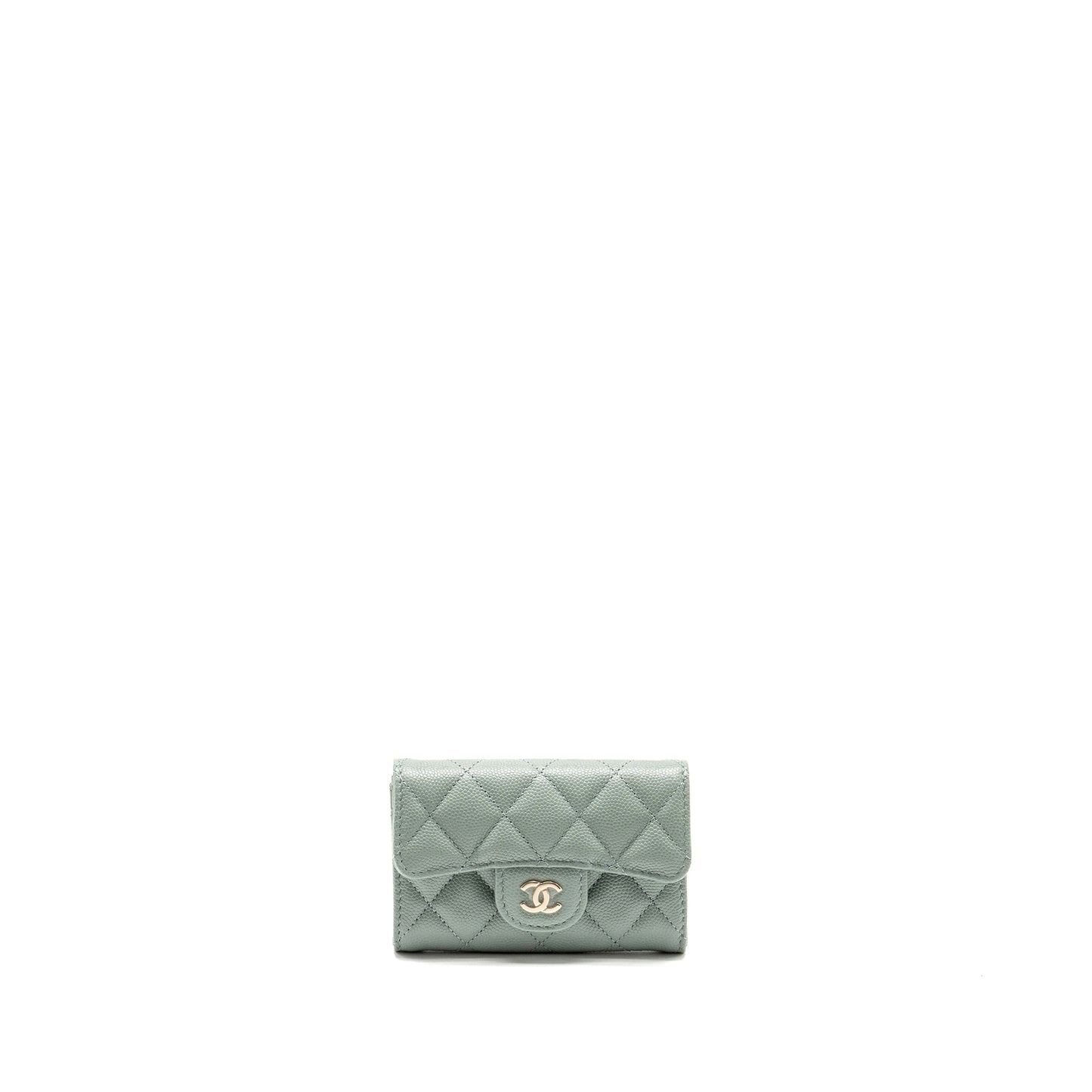 Chanel Classic Flap Card Holder Caviar Light Green L(Microchip)