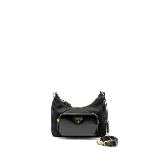 Prada Re-nylon Mini Purse calfskin black