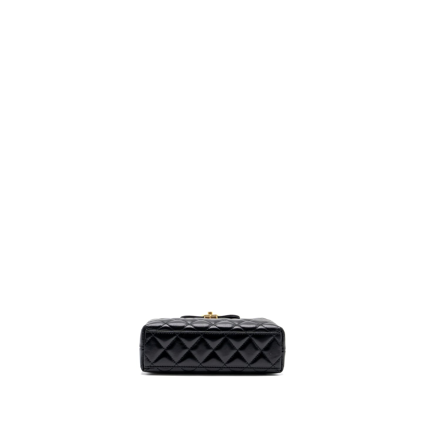 Chanel 23K mini kelly shopping tote bag Calfskin black  (microchip)