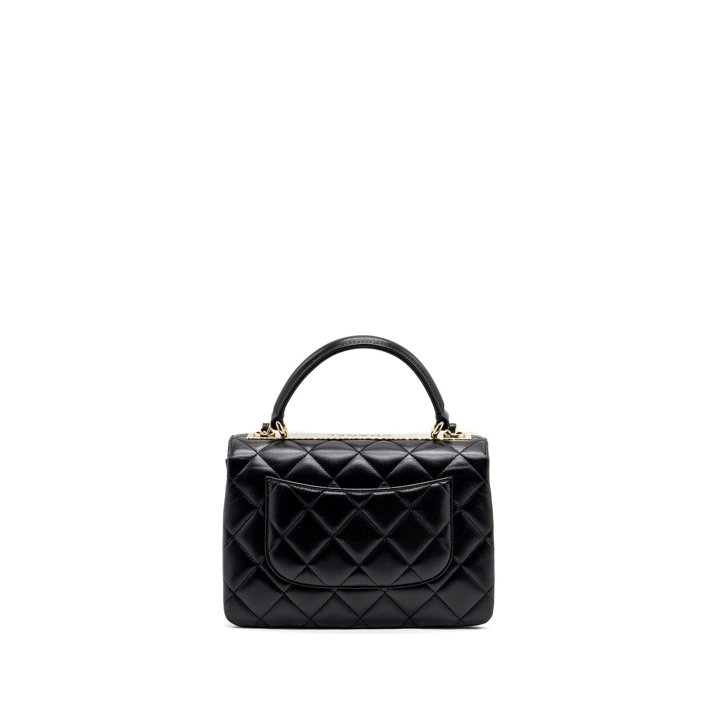 Chanel trendy CC flap bag with top handle lambskin black L (microchip)