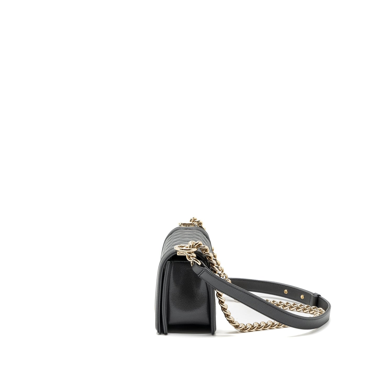 Chanel small boy bag caviar grey L (microchip)