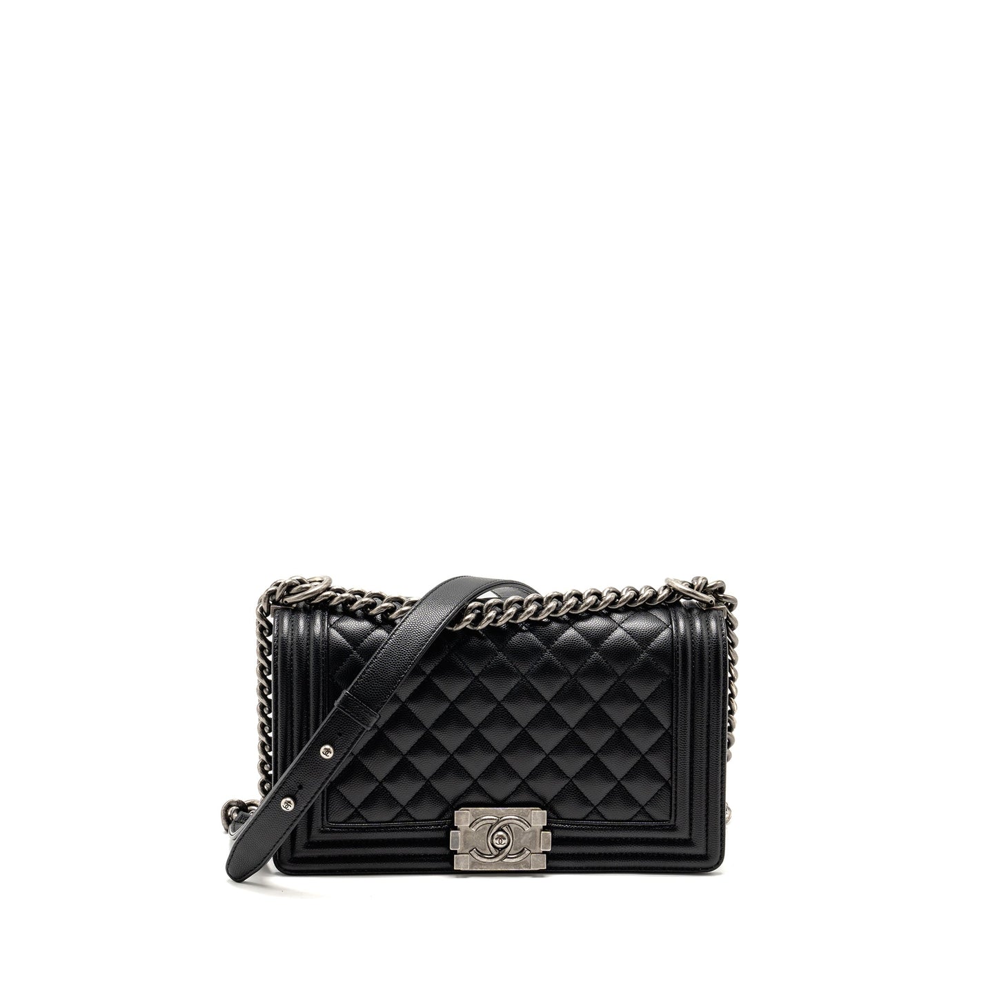 Chanel Medium Boy Bag Caviar Black  (Microchip)